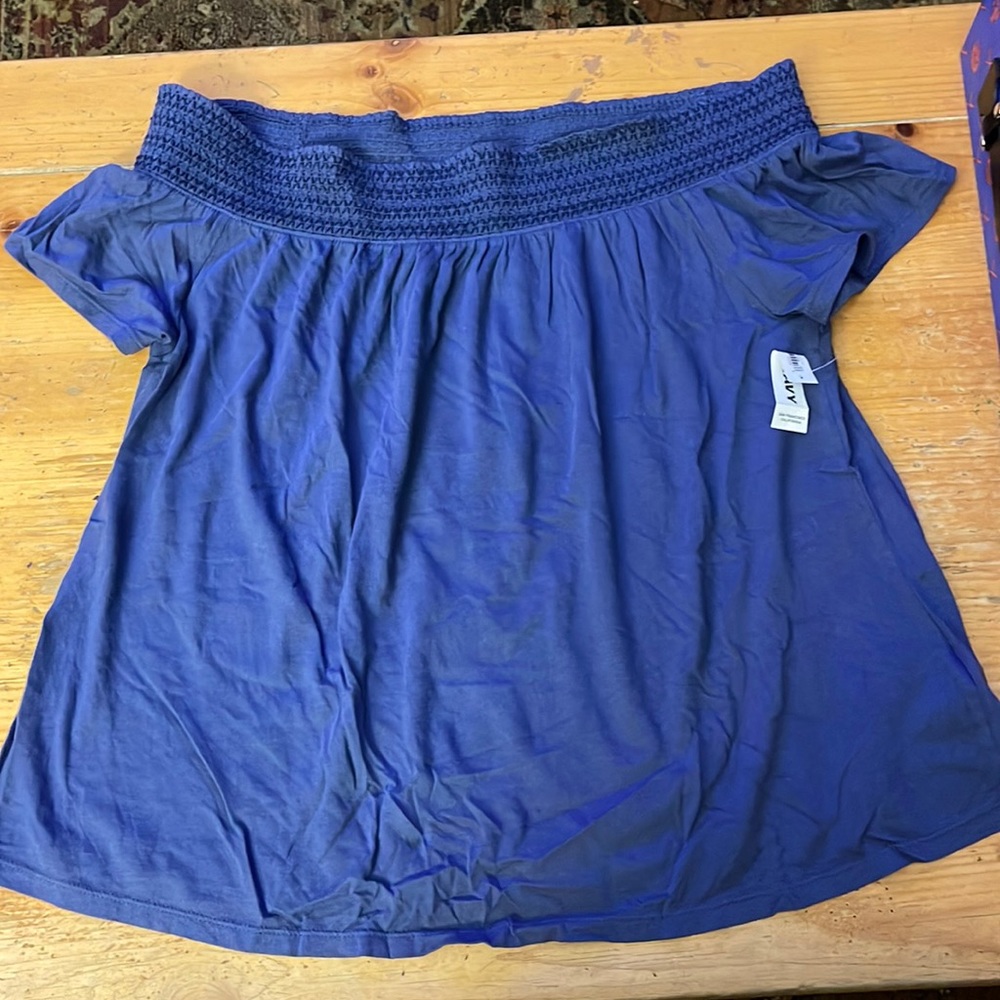Brand new blue off the shoulder shirt